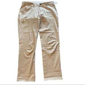 Zara Man Ice Khaki Flat Front High-Rise Straight Leg Chinos Khaki Pants 31x28